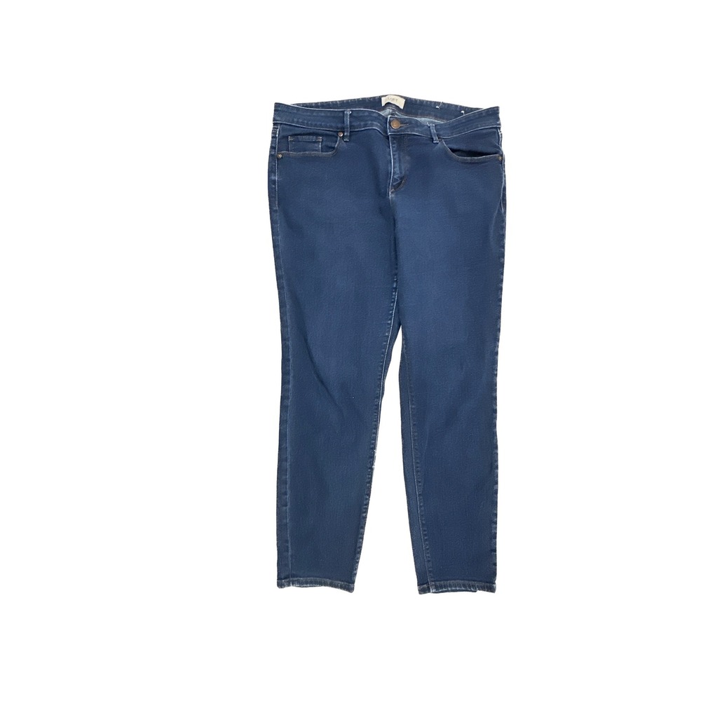 Loft Outlet Women Dark Wash Curvy Skinny Jeans Size 14 Mid Rise Denim